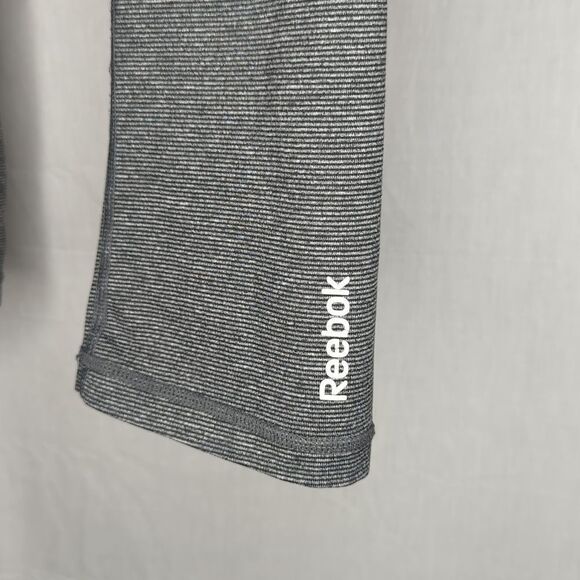 Reebok Gray/Black Stripe Cropped Legging Size Small EUC - Picture 2 of 3
